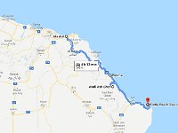Den 4.  8.4.2019 Muscat  Plán naší cesty. Muscat, Bimmah, Wadi As Shab, Turtle Beach Resort, Noční pozorování Caret Obrovských. : Muscat, mapa